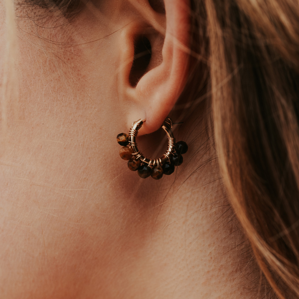 Créoles Oeil de Tigre Gold Filled 14k AMSELLEM