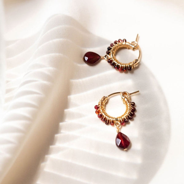 Créoles Gold-Filled 14k Grenat AMSELLEM