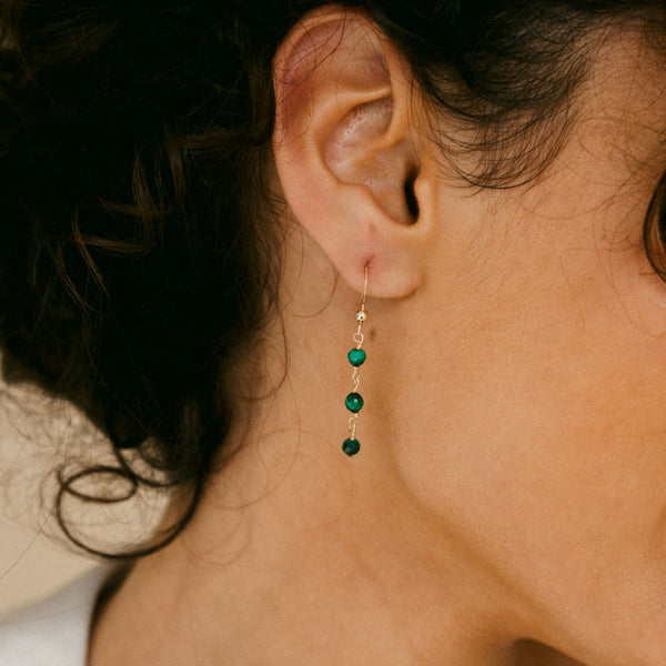 Boucles d'oreilles Gold-Filled 14k Malachite AMSELLEM
